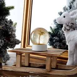 La Chaise Longue Déco-BOULE A NEIGE PALMIER DORE