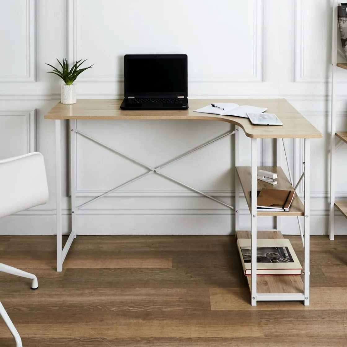 La Chaise Longue Mobilier-BUREAU D ANGLE JOB BLANC