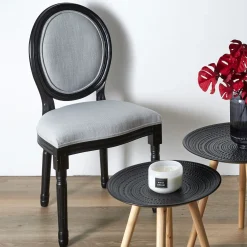 La Chaise Longue Mobilier-CHAISE ELEONOR NOIR TISSU GRIS - Lot de 2