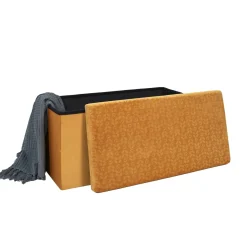 La Chaise Longue Mobilier-COFFRE BANC PLIABLE RETRO MOUTARDE