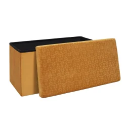 La Chaise Longue Mobilier-COFFRE BANC PLIABLE RETRO MOUTARDE