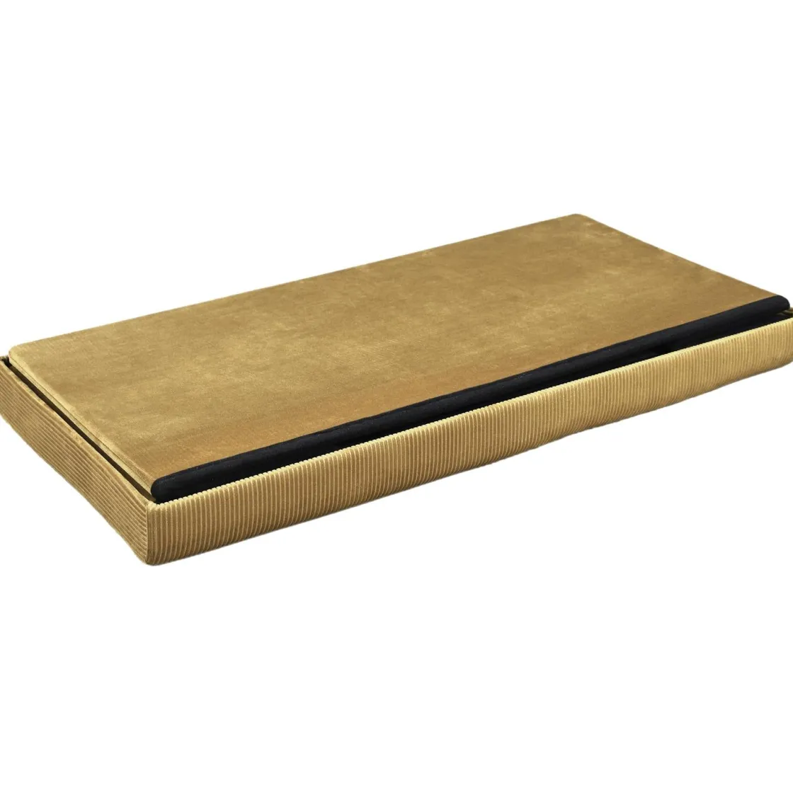 La Chaise Longue Mobilier-COFFRE BANC PLIABLE VELOURS COTELE GIULIA JAUNE