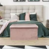 La Chaise Longue Mobilier-COFFRE BANC PLIABLE VELOURS COTELE GIULIA ROSE