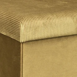 La Chaise Longue Mobilier-COFFRE POUF PLIABLE VELOURS COTELE GIULIA JAUNE