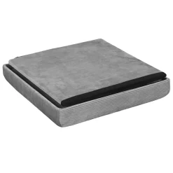 La Chaise Longue Mobilier-COFFRE POUF PLIABLE VELOURS COTELE GIULIA GRIS