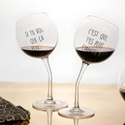 La Chaise Longue Vin & Champagne|Boissons & Cocktails-COFFRET 2 VERRES PENCHES DORES