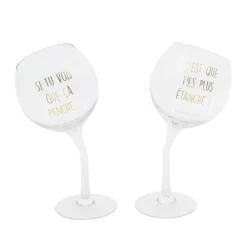 La Chaise Longue Vin & Champagne|Boissons & Cocktails-COFFRET 2 VERRES PENCHES DORES