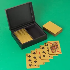 La Chaise Longue Jeux-COFFRET DE 2 JEUX DE CARTES DOREES