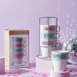 La Chaise Longue Thé & Café-COFFRET DE 4 TASSES A CAFE AVEC SUPPORT