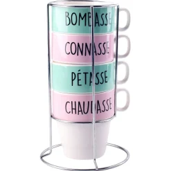 La Chaise Longue Thé & Café-COFFRET DE 4 TASSES A CAFE AVEC SUPPORT