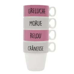 La Chaise Longue Thé & Café-COFFRET DE 4 TASSES A CAFE GRELUCHE MORUE