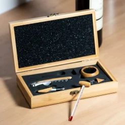 La Chaise Longue Vin & Champagne-COFFRET FIBRE BOIS NATUREL DE SERVICE VIN 5 PCS