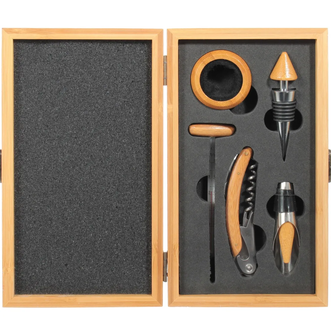 La Chaise Longue Vin & Champagne-COFFRET FIBRE BOIS NATUREL DE SERVICE VIN 5 PCS