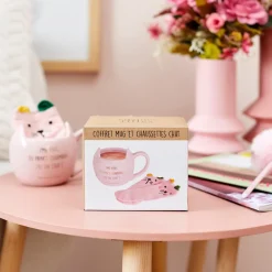 La Chaise Longue Thé & Café-COFFRET MUG ET CHAUSSETTE CHAT