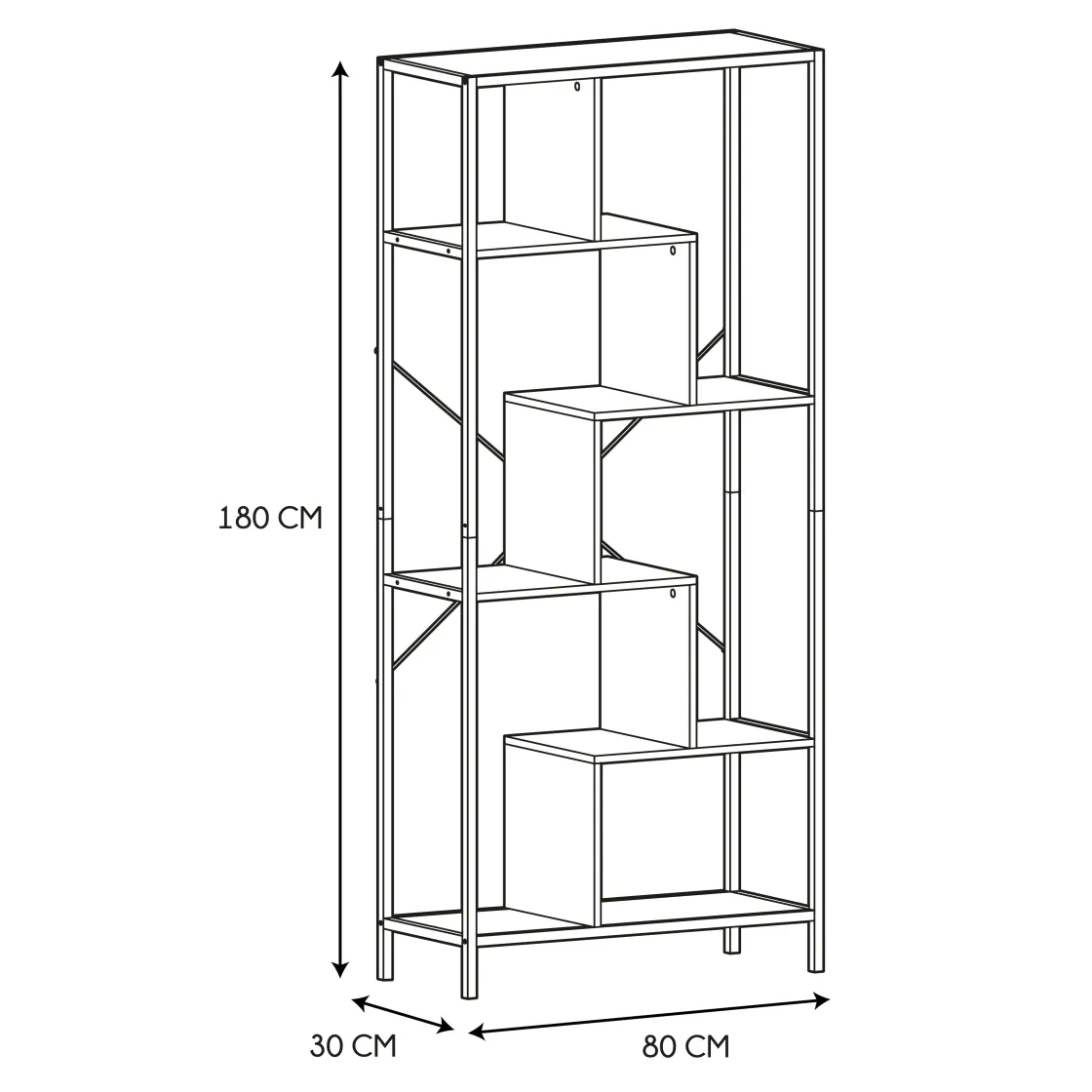 La Chaise Longue Mobilier-ETAGERE EDISON 80X30X180CM