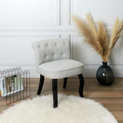 La Chaise Longue Mobilier-FAUTEUIL ELEONOR NOIR TISSU GRIS