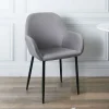 La Chaise Longue Mobilier-FAUTEUIL GIULIA GRIS FONCE VELOURS COTELE - Lot de 2