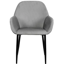 La Chaise Longue Mobilier-FAUTEUIL GIULIA GRIS FONCE VELOURS COTELE - Lot de 2