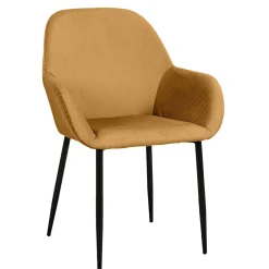 La Chaise Longue Mobilier-FAUTEUIL GIULIA JAUNE MOUTARDE VELOURS COTELE - Lot de 2