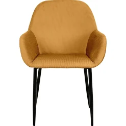 La Chaise Longue Mobilier-FAUTEUIL GIULIA JAUNE MOUTARDE VELOURS COTELE - Lot de 2