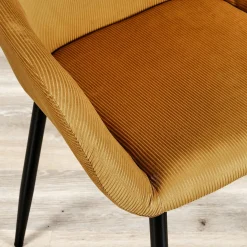 La Chaise Longue Mobilier-FAUTEUIL GIULIA JAUNE MOUTARDE VELOURS COTELE - Lot de 2