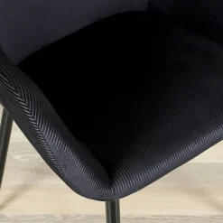 La Chaise Longue Mobilier-FAUTEUIL GIULIA NOIR VELOURS COTELE - Lot de 2