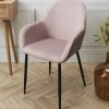 La Chaise Longue Mobilier-FAUTEUIL GIULIA ROSE VELOURS COTELE - Lot de 2