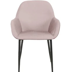 La Chaise Longue Mobilier-FAUTEUIL GIULIA ROSE VELOURS COTELE - Lot de 2