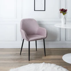 La Chaise Longue Mobilier-FAUTEUIL GIULIA ROSE VELOURS COTELE - Lot de 2