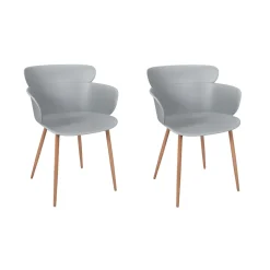 La Chaise Longue Mobilier-FAUTEUIL LORENS GRIS - Lot de 2