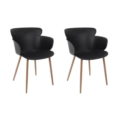La Chaise Longue Mobilier-FAUTEUIL LORENS NOIR - Lot de 2