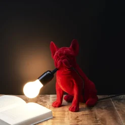 La Chaise Longue Déco-LAMPE BOULEDOGUE RED VELVET