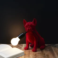 La Chaise Longue Déco-LAMPE BOULEDOGUE RED VELVET