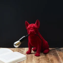 La Chaise Longue Déco-LAMPE BOULEDOGUE RED VELVET