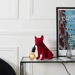 La Chaise Longue Déco-LAMPE BOULEDOGUE RED VELVET