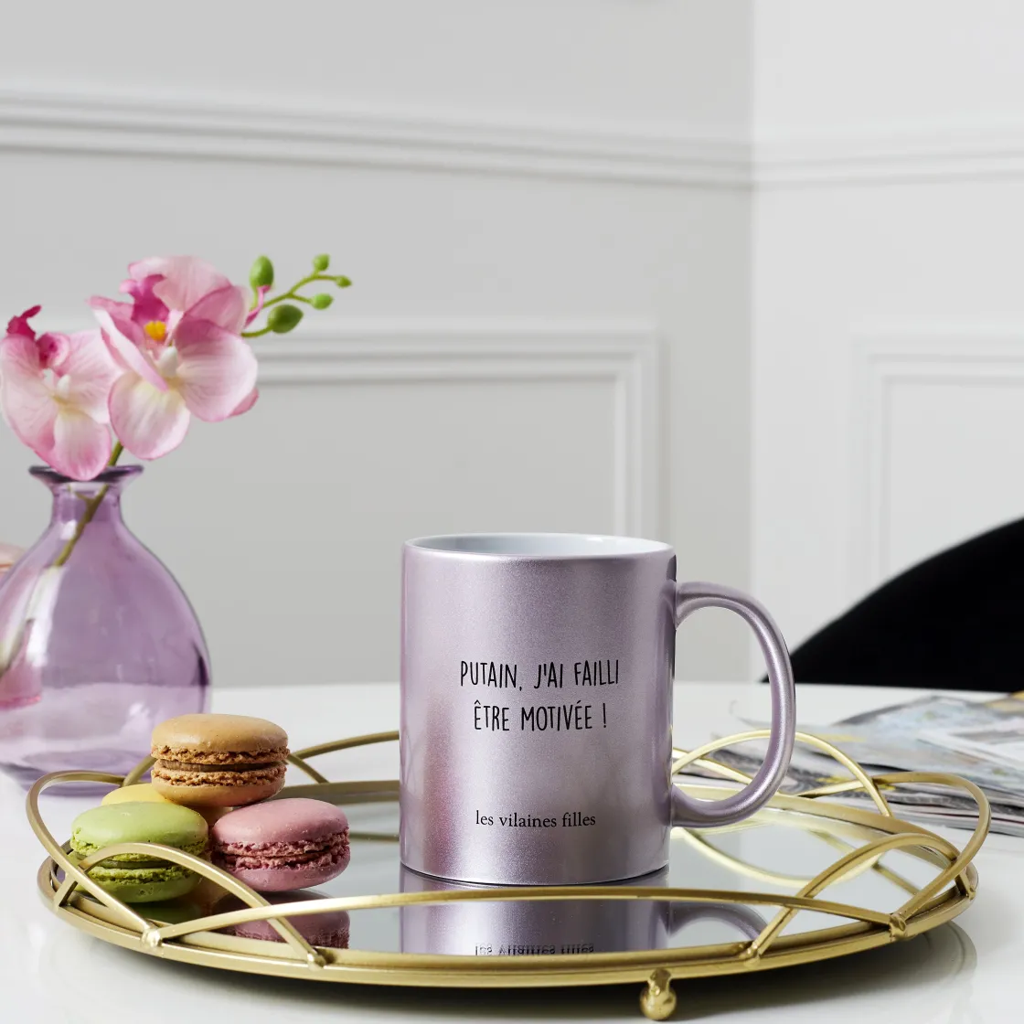 La Chaise Longue Thé & Café-MUG PAILLETTES PUTAIN J'AI FAILLI ETRE MOTIVEE