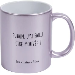 La Chaise Longue Thé & Café-MUG PAILLETTES PUTAIN J'AI FAILLI ETRE MOTIVEE
