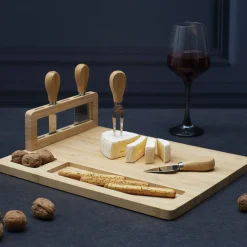 La Chaise Longue Art De La Table|Accessoires-PLANCHE A FROMAGE 4 COUTEAUX BAMBOU