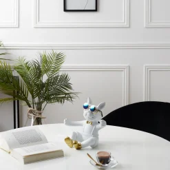 La Chaise Longue Déco-PORTE BOUTEILLE BOULEDOGUE BLANC