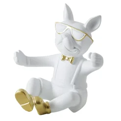 La Chaise Longue Déco-PORTE BOUTEILLE BOULEDOGUE BLANC