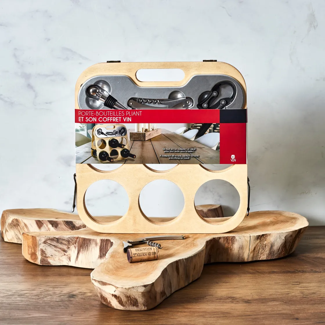 La Chaise Longue Vin & Champagne-PORTE BOUTEILLE PLIANT ET SON COFFRET VIN