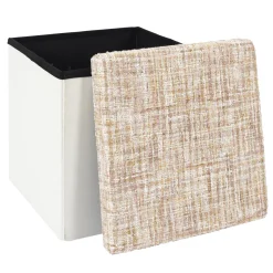 La Chaise Longue Déco-POUF PLIABLE TWEED BEIGE