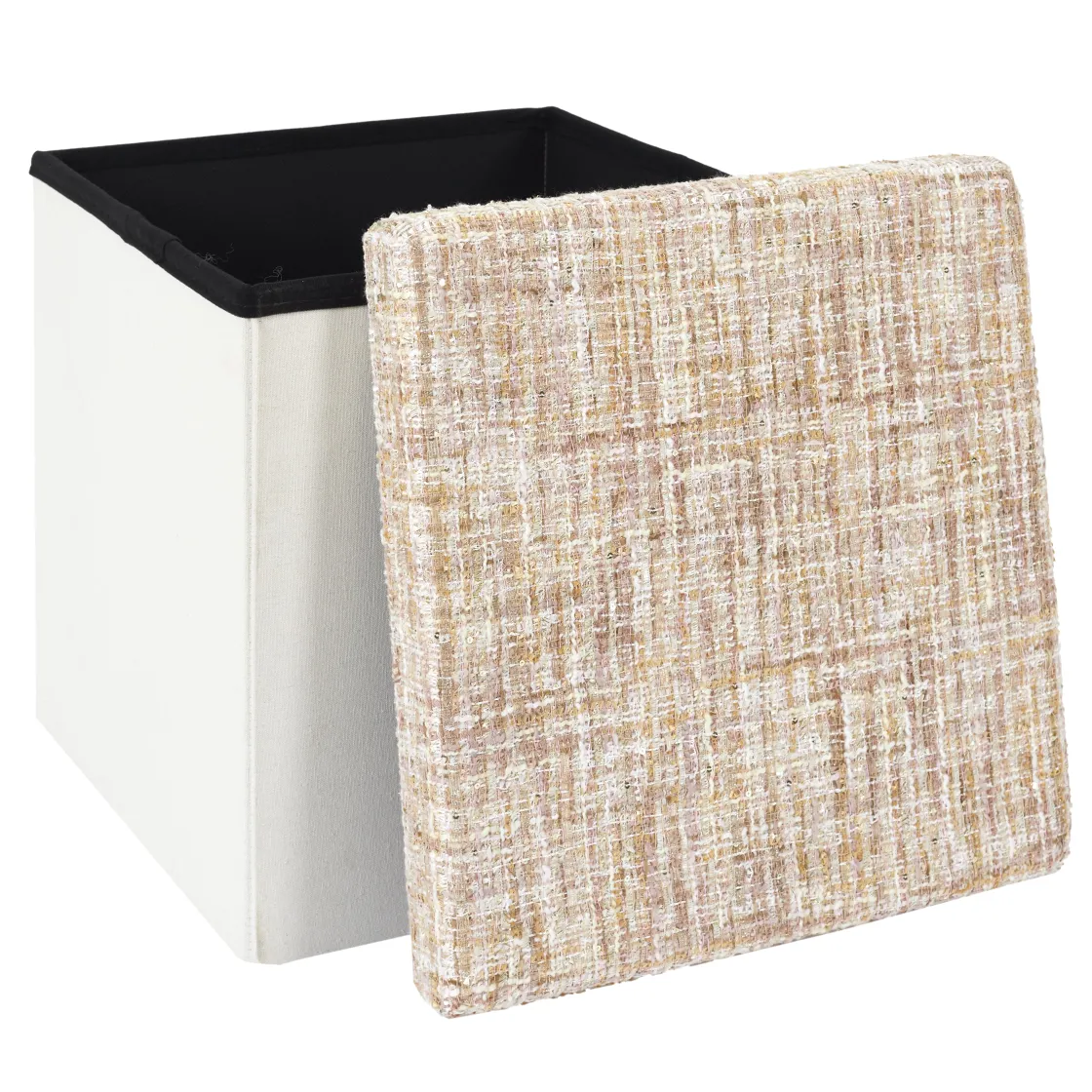 La Chaise Longue Déco-POUF PLIABLE TWEED BEIGE