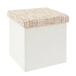 La Chaise Longue Déco-POUF PLIABLE TWEED BEIGE