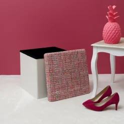 La Chaise Longue Déco-POUF PLIABLE TWEED ROSE
