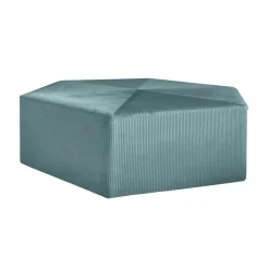 La Chaise Longue Mobilier-POUF VELOURS COTELE 75CM GIULIA BLEU CANARD