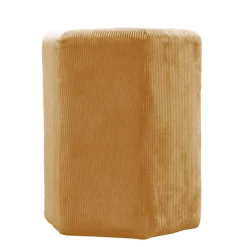 La Chaise Longue Mobilier-POUF VELOURS COTELE 35CM GIULIA JAUNE MOUTARDE