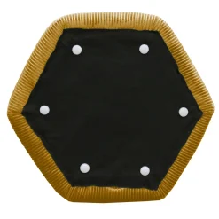 La Chaise Longue Mobilier-POUF VELOURS COTELE 35CM GIULIA JAUNE MOUTARDE