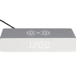 La Chaise Longue Horloge & Réveil-REVEIL CHARGEUR BOIS GRIS