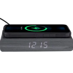 La Chaise Longue Horloge & Réveil-REVEIL CHARGEUR BOIS NOIR